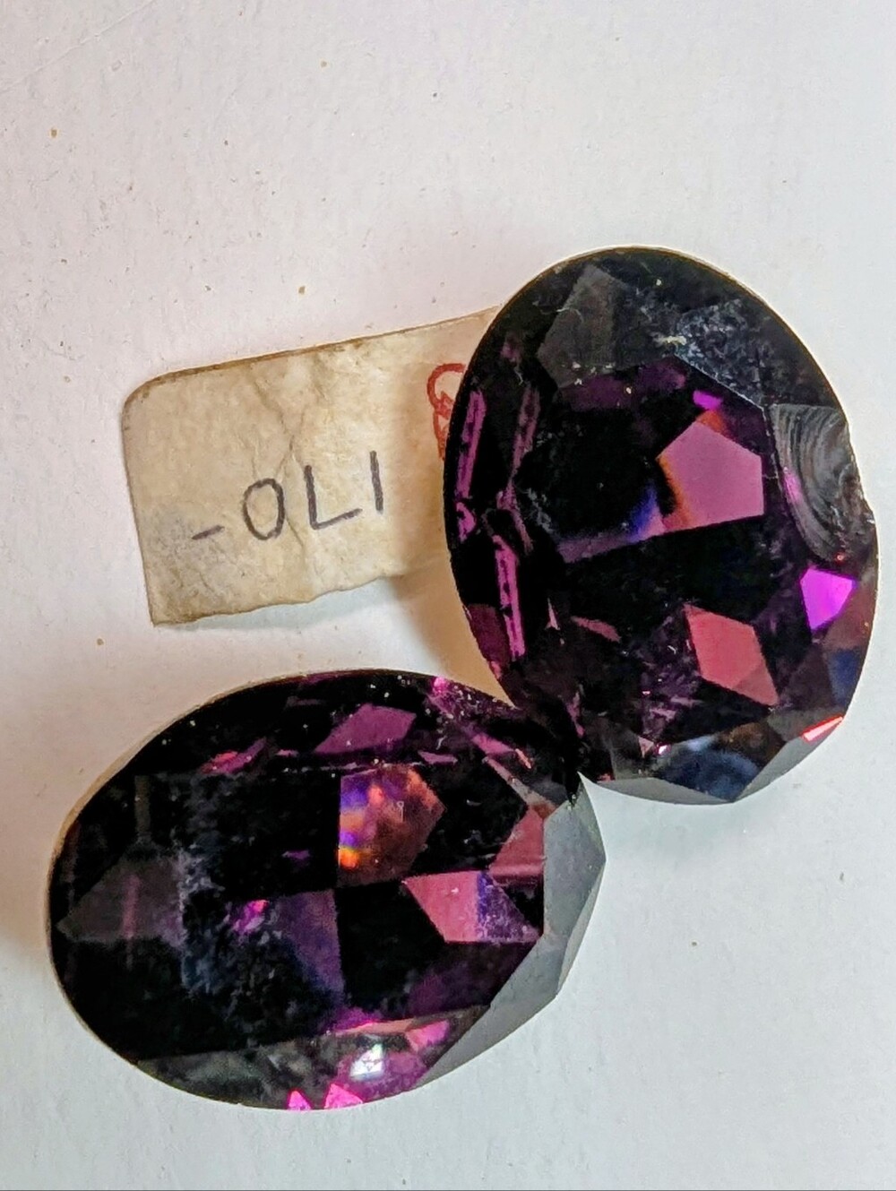 Wendy Gell vintage earrings amethyst Saks Fifth Avenue label.
